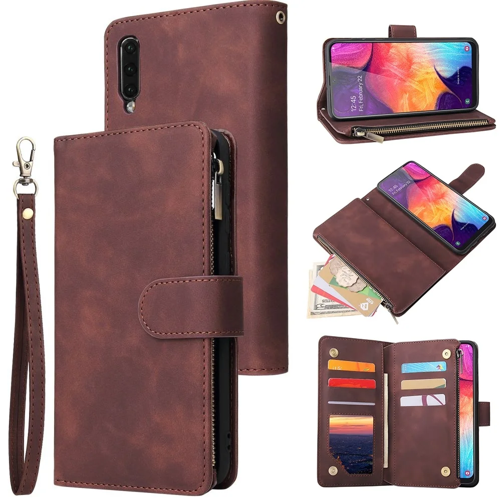 

Business Zipper Flip Leather Case For Samsung A10 A20 A30 A20e Leather Cover For Galaxy A40 A50 A70 Soft Wallet Coque