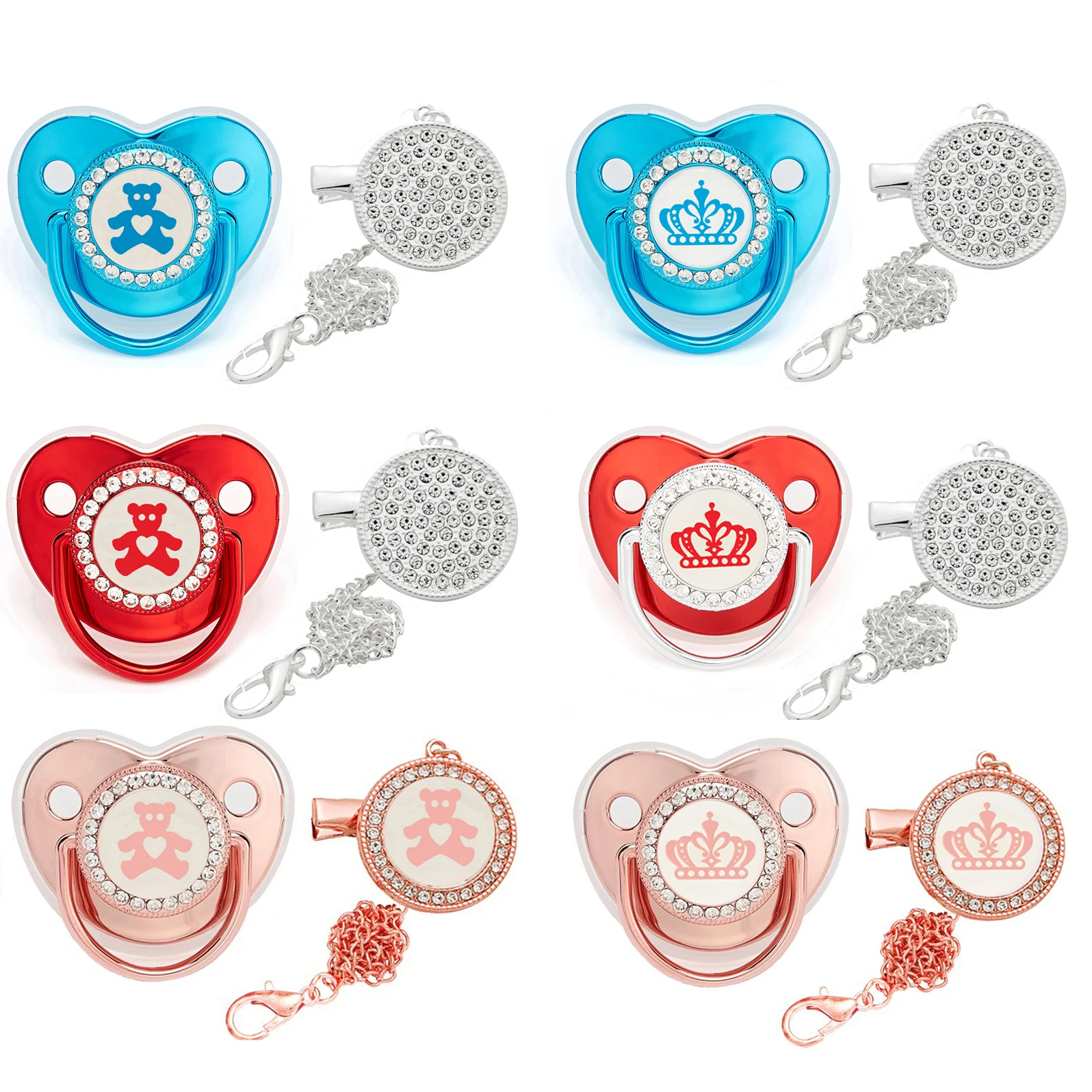 

Baby Pacifier And Clips Golden Bling Silicone Infant Nipple Baby Soother I Love Mum Dummy Baby Shower Gifts Newborn Pacifier