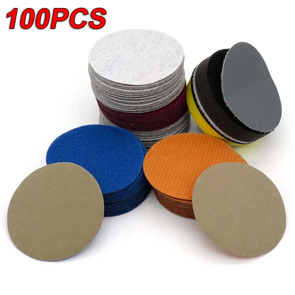 

100pcs Sandpapers 2 inch Hook and Loop For Wet or Dry Sanding Silicon Carbide