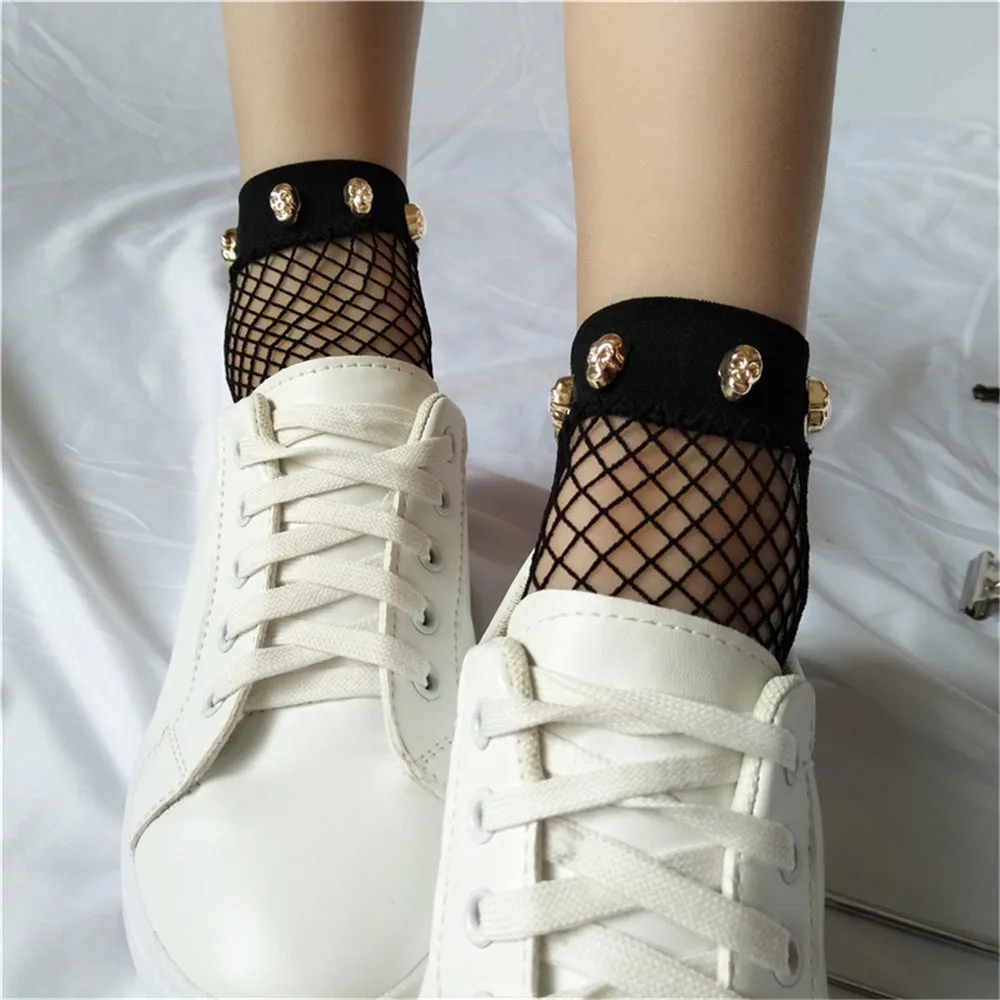 

2pairs/4pcs Designs.Chic Streetwear Women's Harajuku Breathable Rivet Fishnet Socks.Sexy out Nets Socks Ladies Mesh Sox Hosiery