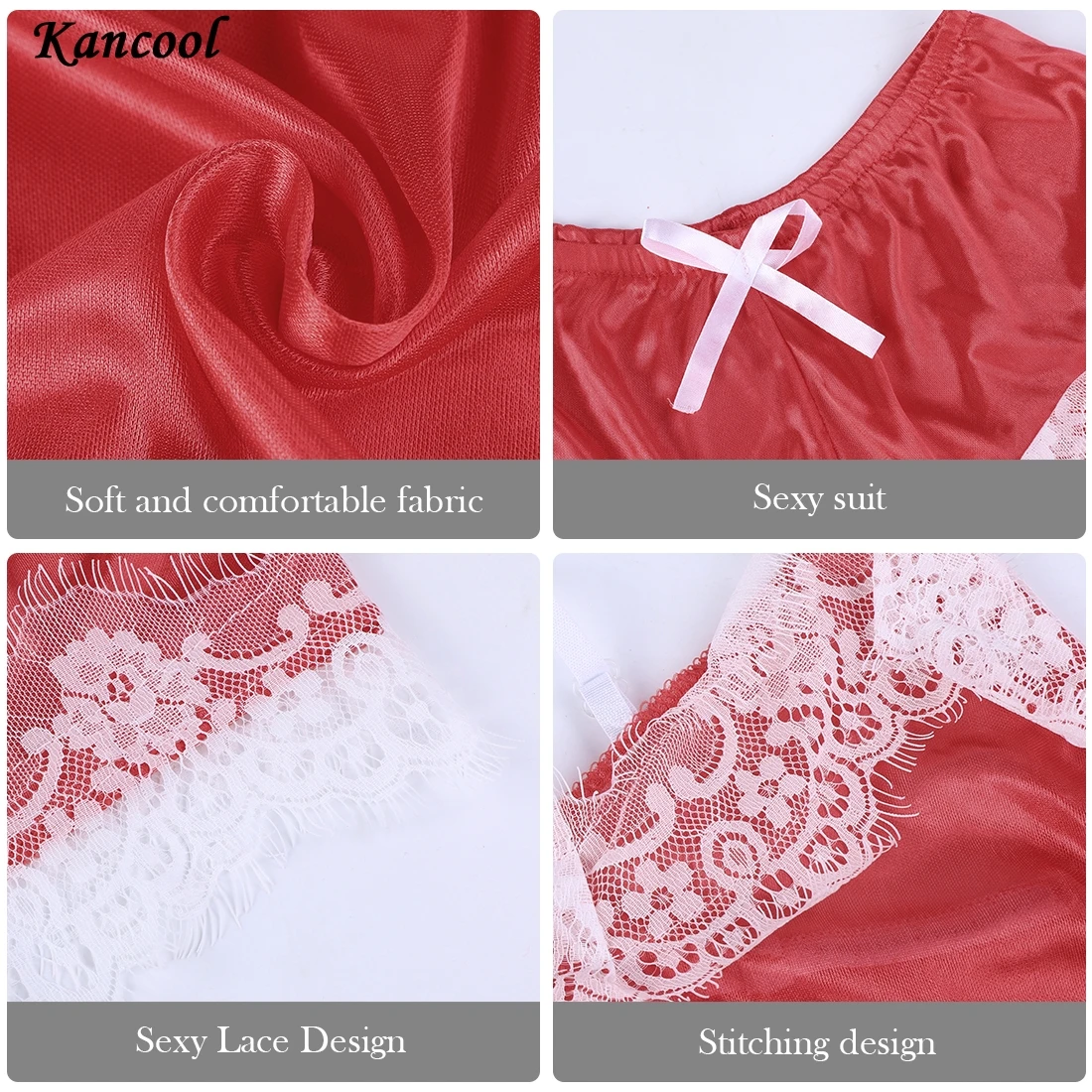 

KANCOOL Women Lace Sexy Pajama Set with Mask Women Sleepwear Satin Pajama Set Lace V-Neck Pyjamas Sleeveless Cami Top and Shorts