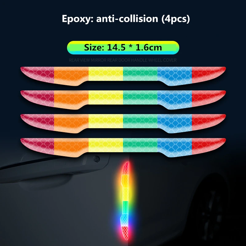 Car reflective stickers door anti-collision anti-scratch rear-view mirror colorful safety warning personalized Reflective Strips |