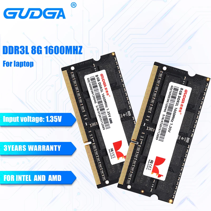 Оперативная память GUDGA ddr3 8 Гб 1600 МГц ОЗУ для ноутбука Sodimm DDR3L1.35V 204PIN Intel AMD Acer 8942G |