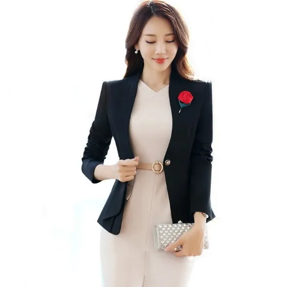 Plus Size Women Business Dress Suit Office Outfit Formal Jacket with Knee Length Dress Womens Two-piece Suits 2 Piece Set 5XL - Цвет: color as show