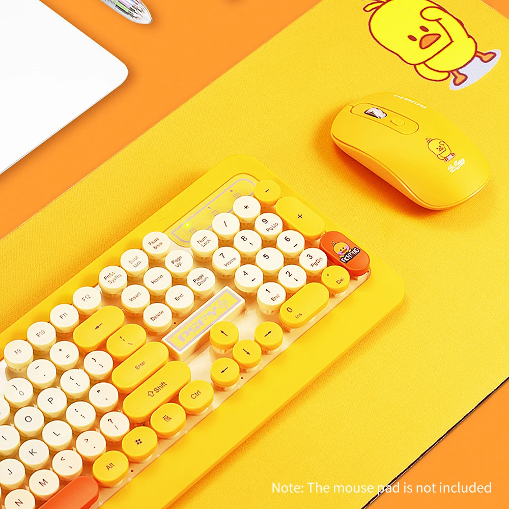

K68 Wireless Keyboard and Mouse Set 104 Keys Cute Retro Round Waterproof Mouse Combination 2.4GHz 2PCS