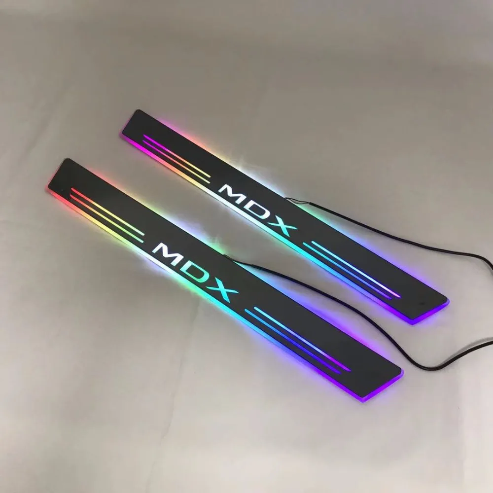 RQXR led движущиеся двери потертости для acura mdx динамический порог пластина плоская подкладка накладки rgb плавный свет, 2 шт