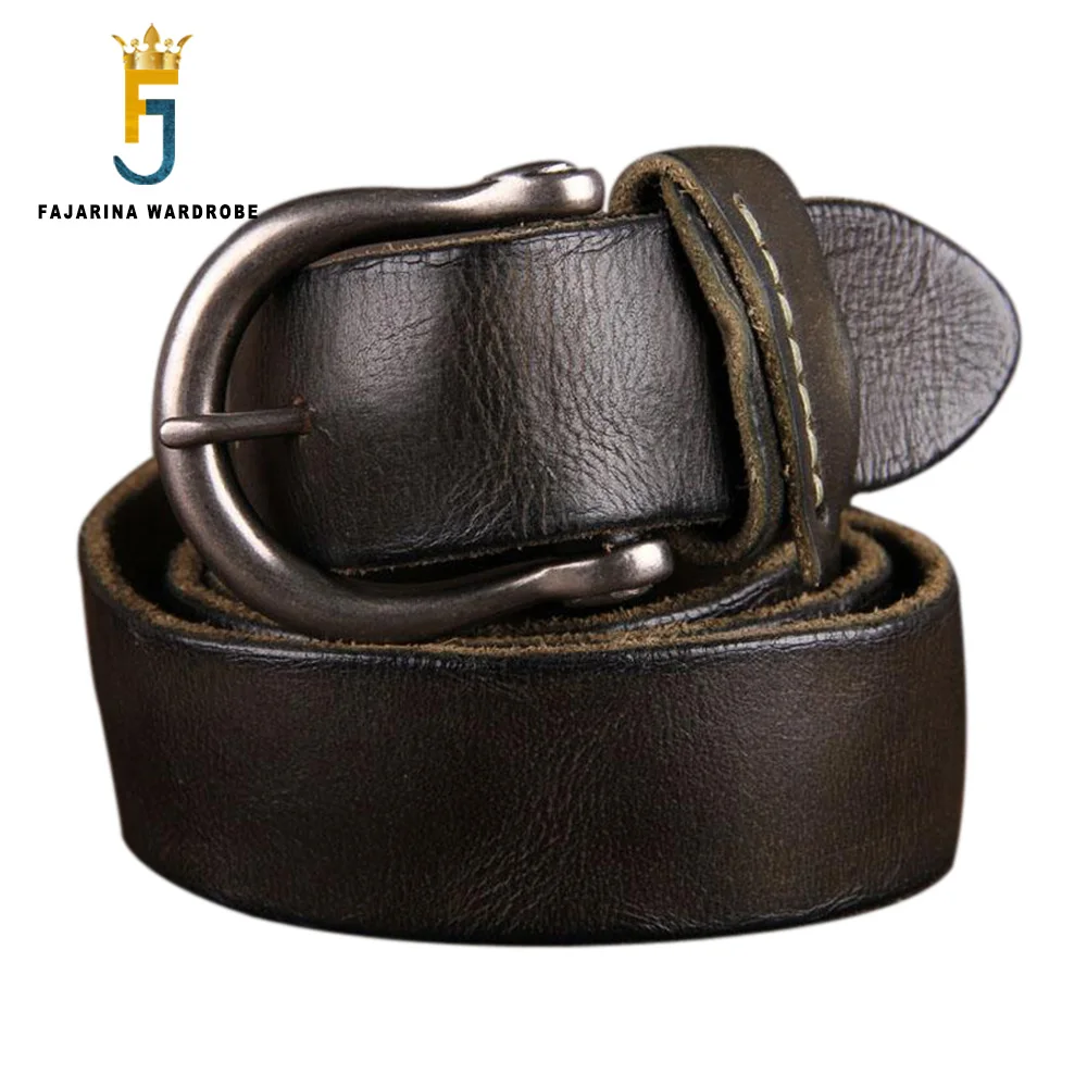 FAJARINA Men's Top Quality Men Pure Cowhide Waist Belts Retro Casual Cowskin Leather Head Layer Belt Youth Belt for Men N17FJ949