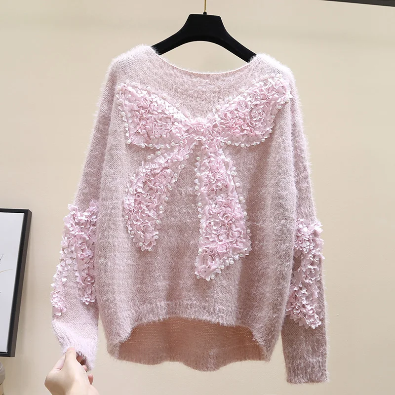 

Poncho Women Sweaters And Pullovers Jumper Ladies Sweater 2020 Autumn And Winter New Studded Sweet Mohair Knitted Loose Women's