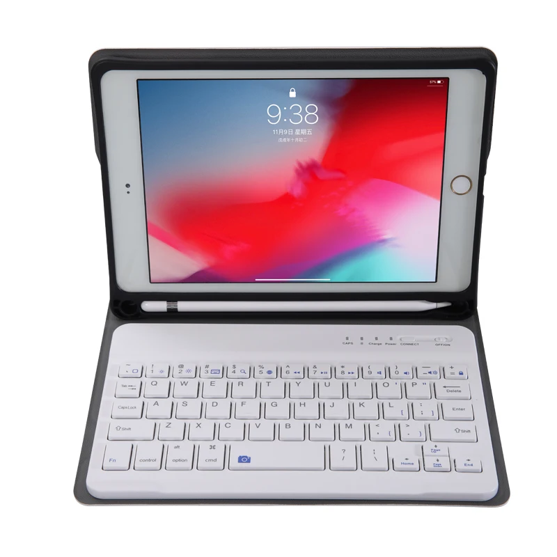 Кожаный чехол с Bluetooth клавиатурой для iPad Mini 1 2 3 4 5 7 9 русская Арабская Иврит