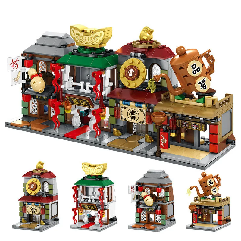 Конструктор Sembo архитектура в стиле китайской улица пищевой магазин ресторан дом