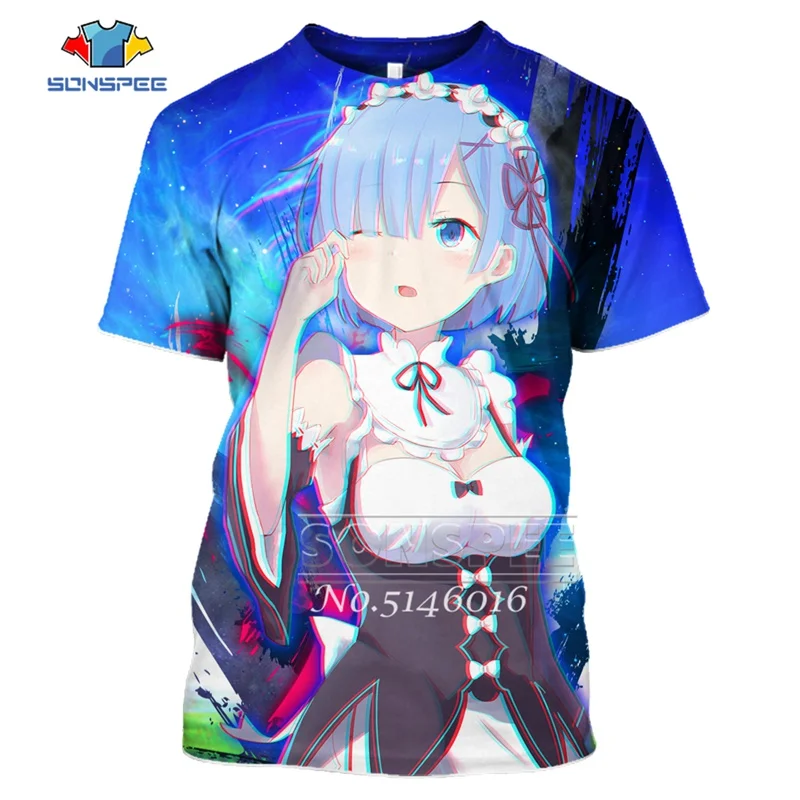 23 SONSPEE, 3D принт, аниме, Harajuku Re: zero, Твин Рам Рем, косплей, футболка, мужская, повседневная, летняя, унисекс, короткий рукав, футболки, топы, t445 - Цвет: 23