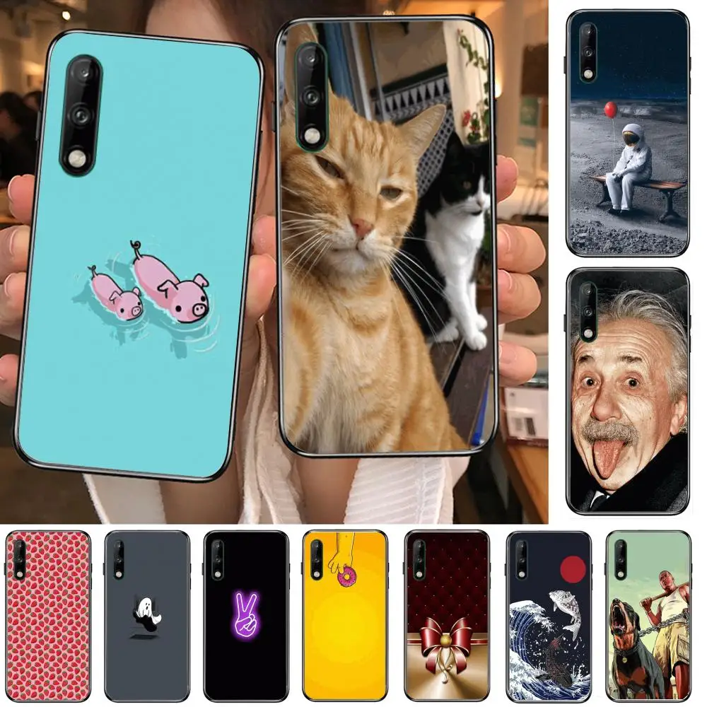 

Fall prevention Clear Phone Case For Huawei Y 5 6 7 8 9 A P S Pro 2020 2019 Black Etui Coque Hoesjes Comic Fashion