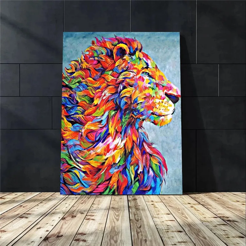 

Canvas Painting Animal Wall Art Lion Posters Oil Painting Art Multi-Colored Wall Picture for Home Decor Posters and Prints