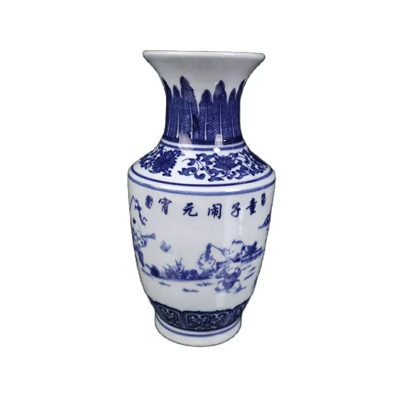 

Chinese Old Porcelain Blue And White Baby Play Vase