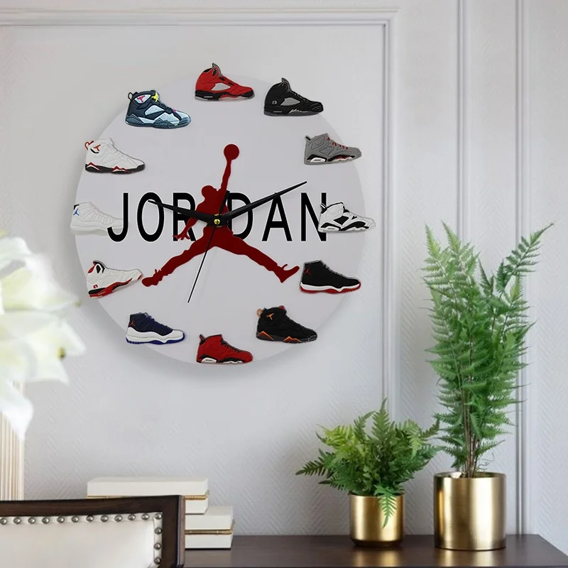 

Wall Clock Modern Design Basketball Supplies 3d Three-dimensional Shoe Wall Clock Living Room Decoration Home Decor Wall Clock