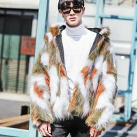 luxury mens faux fur hooded coat jacket fluffy thick parka outerwear winter