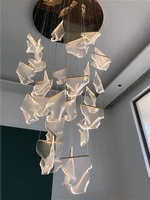 modern stair chandelier acrylic gold irregular adjustable led pendant lamp nordic staircase restaurant art ceiling hanging lamp