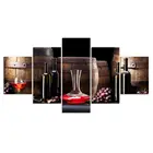 5 шт., декоративные настенные постеры на холсте с бокалом для красного вина