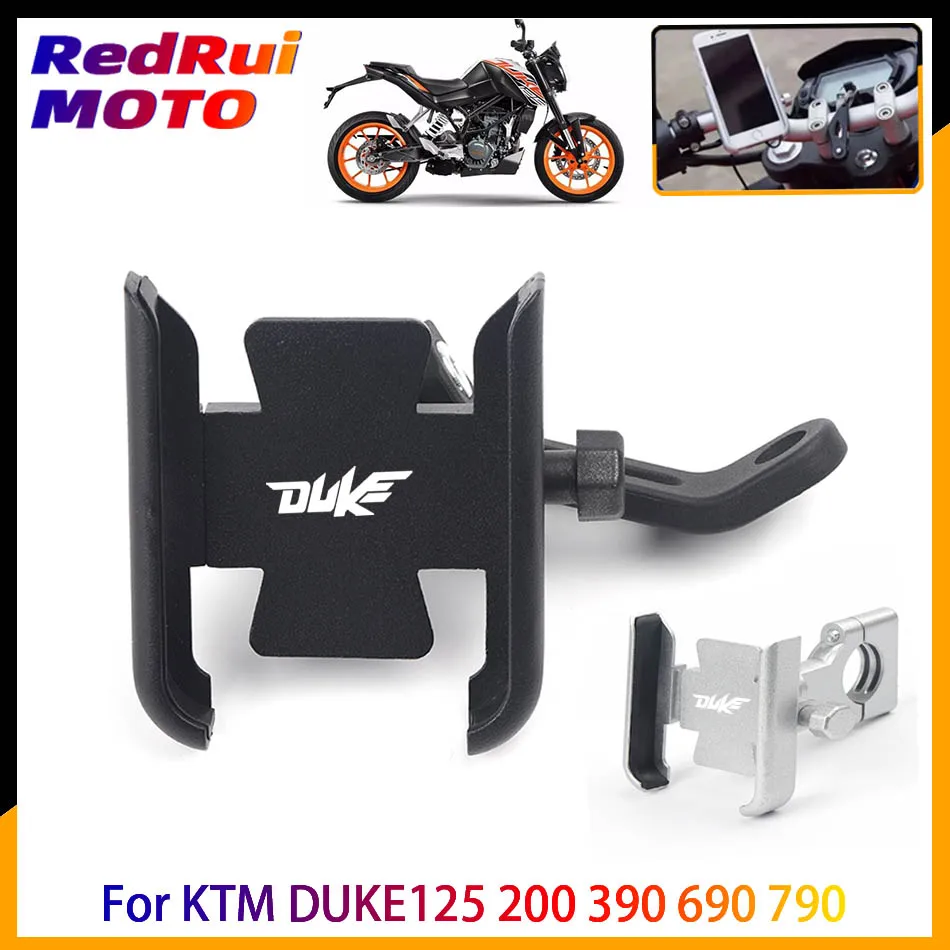 For KTM DUKE 125 200 390 690 790 Motorcycle CNC Aluminum Mobile Phone Holder GPS Navigator Mirror Handlebar Bracket Accessories