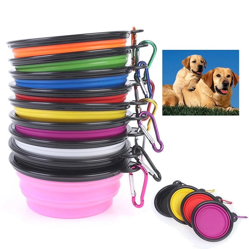 

Cat Dog Bowl Food Water Feeding Silicone Collapsible Portable Foldable Travel