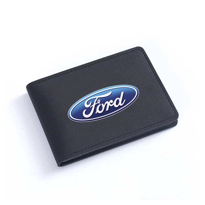 

For Ford Focus MK2 MK3 Fiesta MK7 C-max B-max Car Styling Auto Bag Card Package Driver License Stickers Genuine Leather Wallet