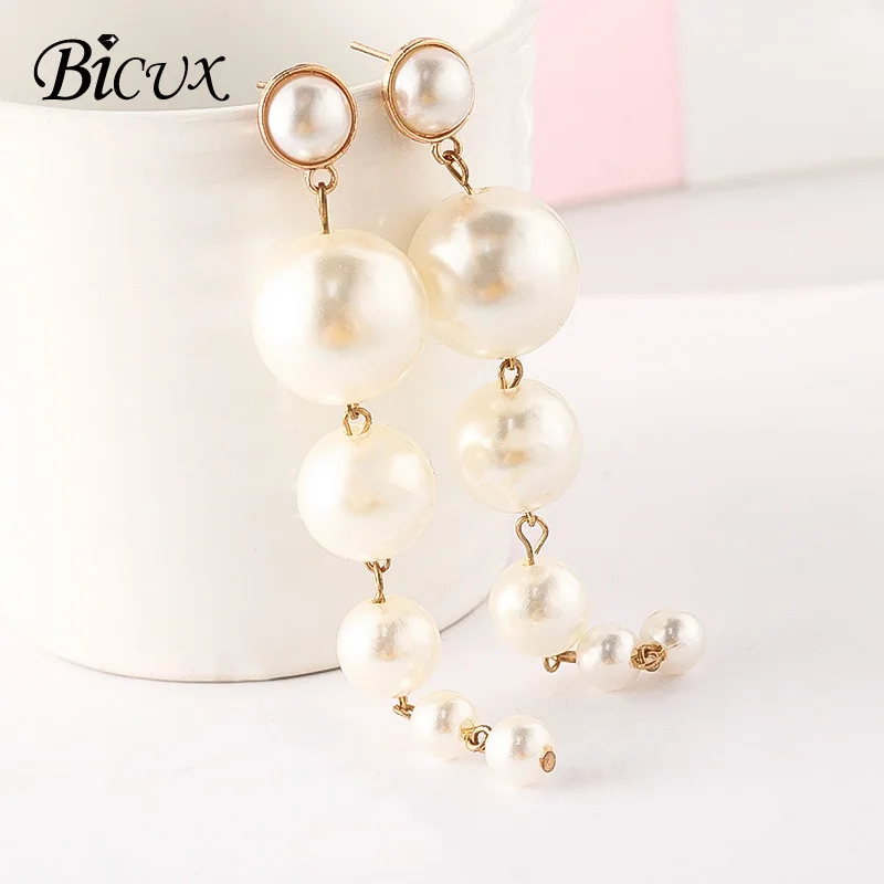 Женские винтажные серьги подвески BICUX простые висячие из акрила золотого цвета в