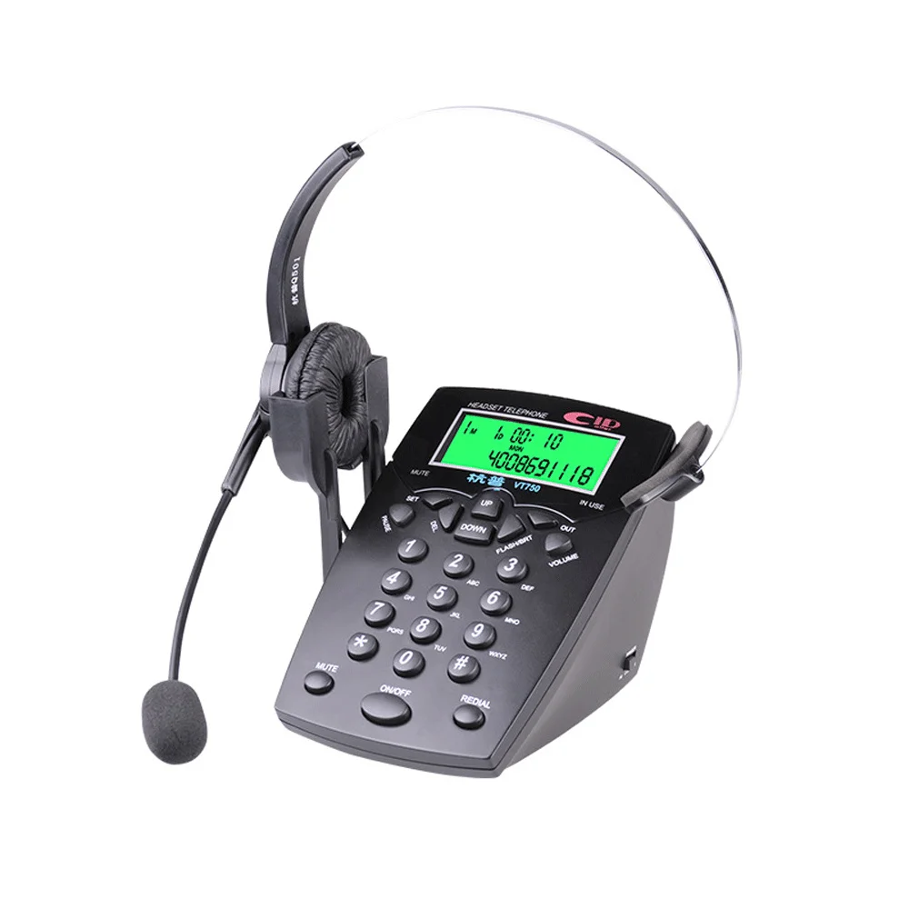 

Corded Headset Telephone Hands Free Noise Cancelling DTMF/FSKcaller Signals Call Center Fixed Telephone Smart Calls Are Muted