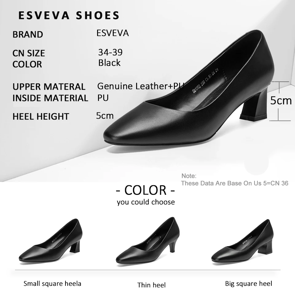 Женские туфли-лодочки ESVEVA весенние туфли на квадратном высоком каблуке с