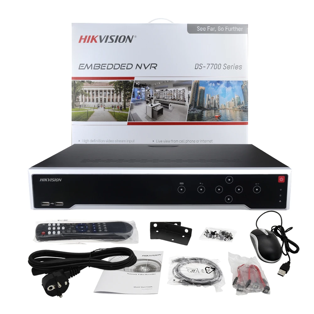 

Hikvision NVR DS-7708NI-I4/8P DS-7716NI-I4/16P DS-7732NI-I4/24P 8/16/32CH 8/16/24 POE 12MP H.265+ 4 SATA for IPC Video Recorder