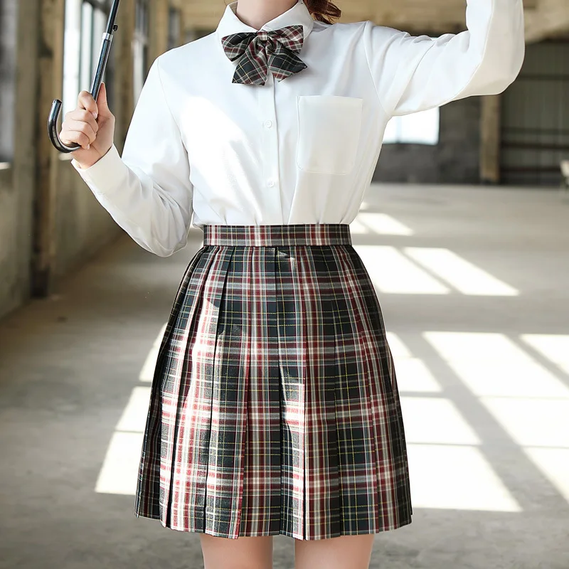 

2021 New High Waist Pleated Plaid Lolita A-line Skirts Women Harajuku Kawaii Mini Skirts Girls Japanese School Skirt Uniform