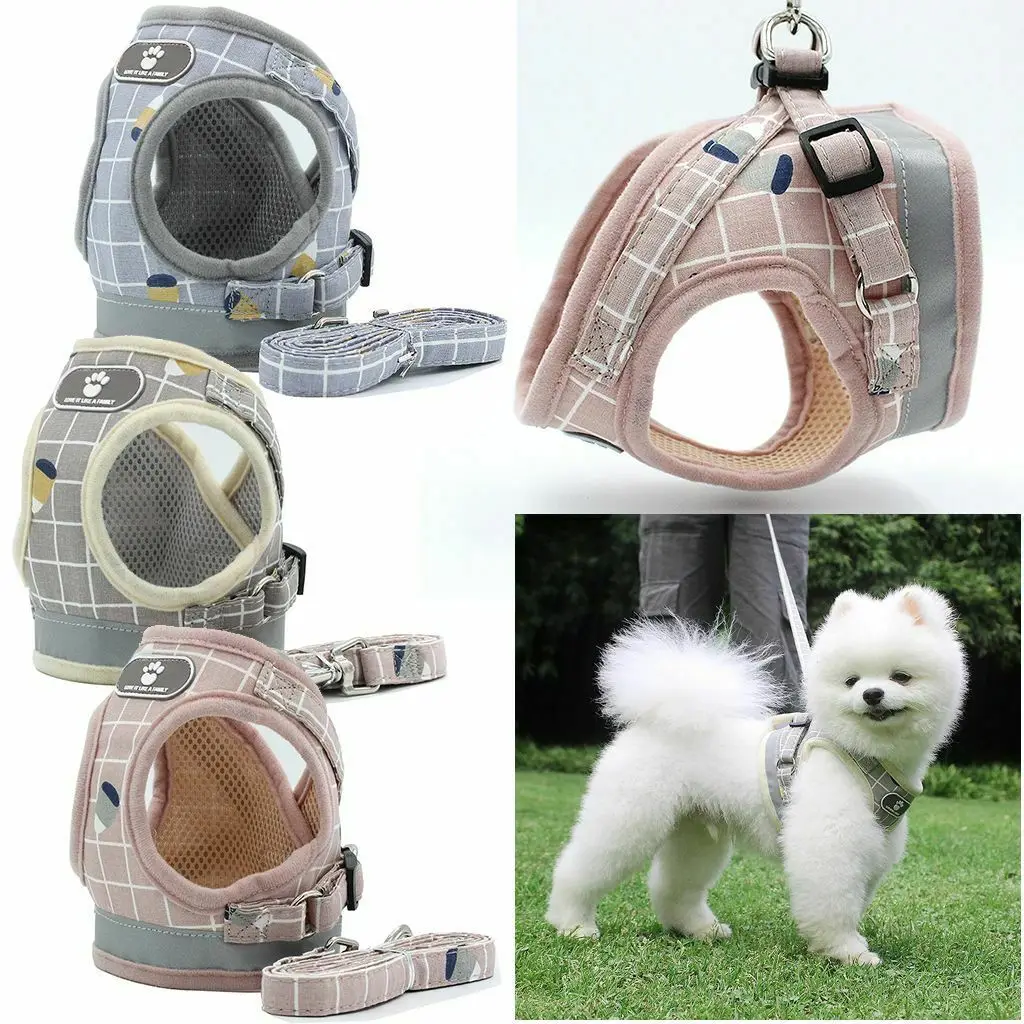 

Воздухопроницаемая сетчатая шлейка для собак, регулируемый поводок для собак, Светоотражающий ошейник для котенка для маленьких собак
