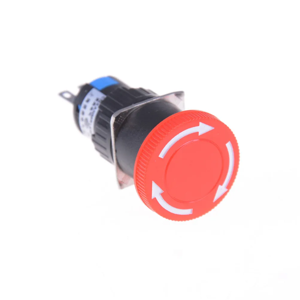 

16mm Red Mushroom Emergency Stop E-stop Switch 3 Pins NO+NC DC 30V 5A AC 250V 3A Emergency Stop Push Button Switch