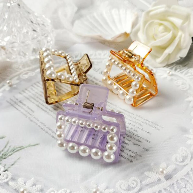 

Korean Fashion Pearl Hair Claws Girls Barrettes Hair Crab Hairpin Clear Hair Clip Claw Clamp Hair Accessories for Women Headwear