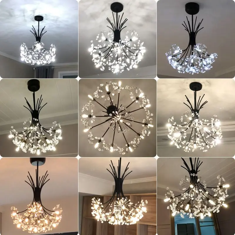 

Modern Snowflower Hanging Light Vintage Dinning Room Pendant Light Restaurant Bedroom Art Deco Crystal Pendant Lamp Home Indoor