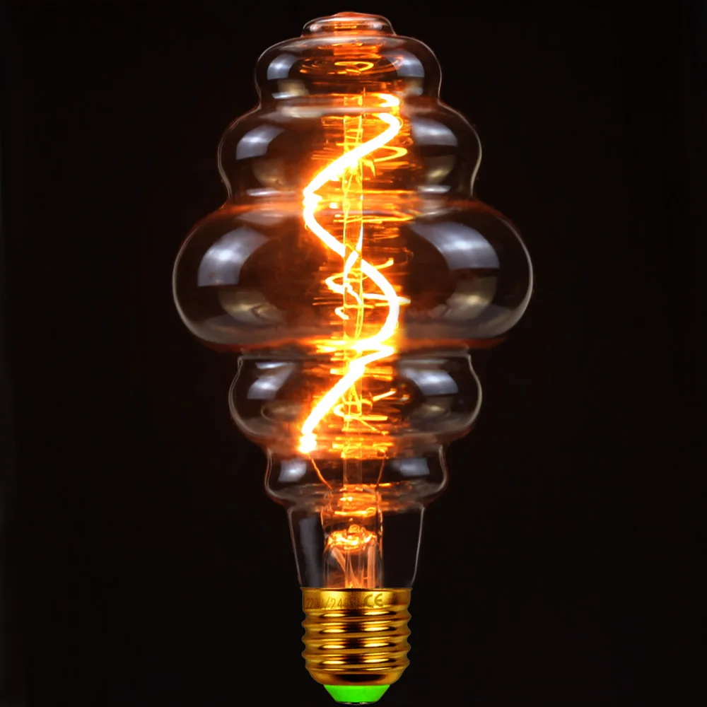 

TIANFAN Led Bulbs Vintage Light Bulb Small Beehive Bulb 4W Dimmable Spiral Filament Amber 220V E27 Decorative Bulb