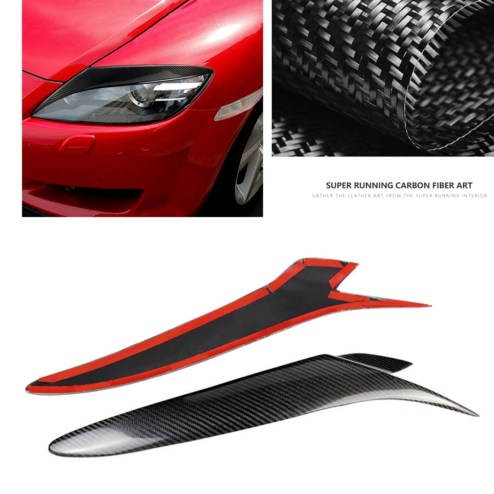 

Front Head Light Trim For Mazda RX-8 Coupe 2004-2008 Carbon Fiber Headlight Eyelid Eyebrow Cover Lamp Lid Headlamp Sticker Brow