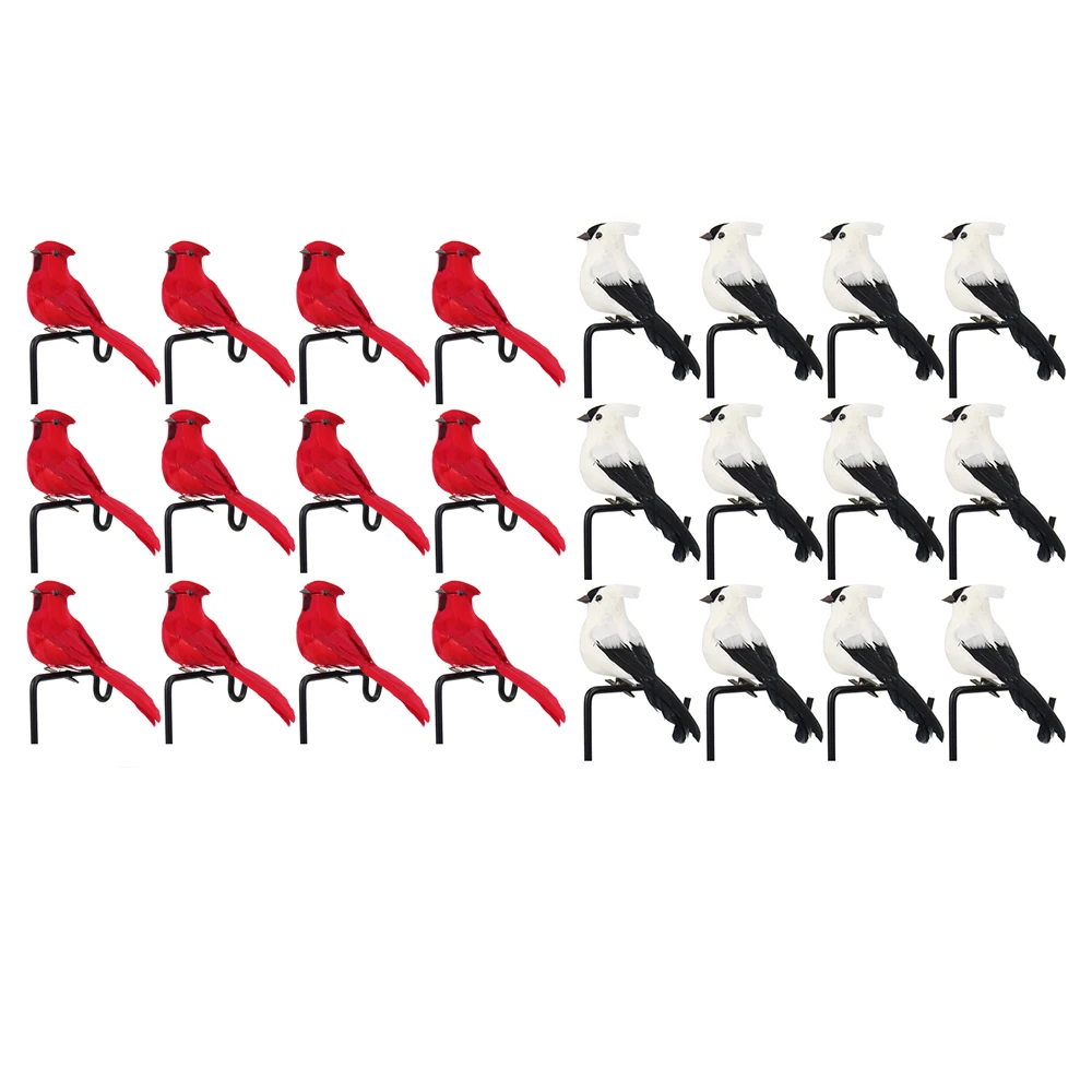 

12 Pcs Simulation Feathers Birds Clip On Christmas Tree Ornament 12cm Fake Animal Bird Garden Prop Decoration