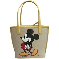 disney korean cartoon women mickey mouse handbag large capacity tote bag canvas versatile fashion leisure cartoon shopping bag