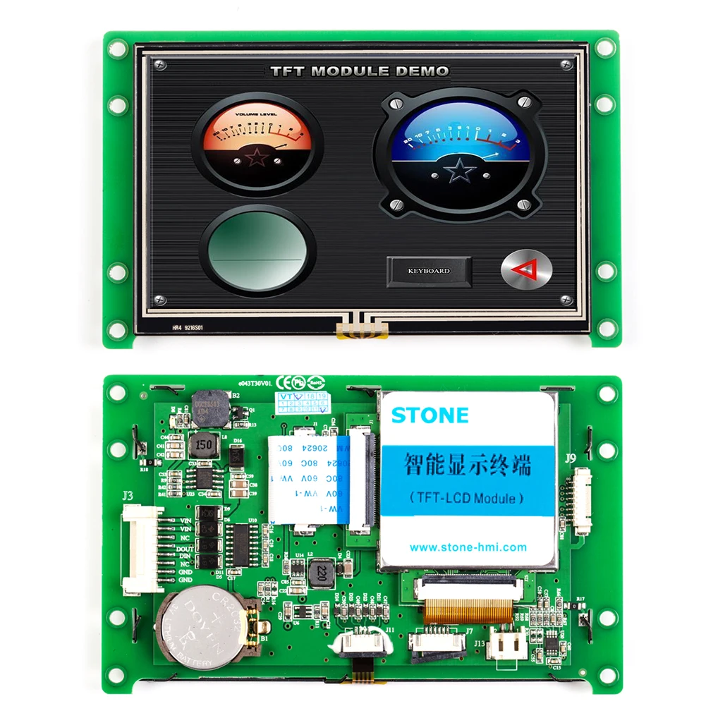 STONE 4.3 Inch HMI  TFT LCD Display Touch Screen with 65K  Color & UART Port for Civil Instrument