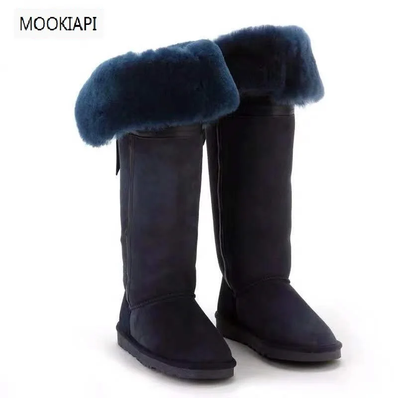 Новинка года; женские зимние ботинки из натуральной овечьей кожи; натуральная шерсть; высокая женская обувь; - Цвет: same picture