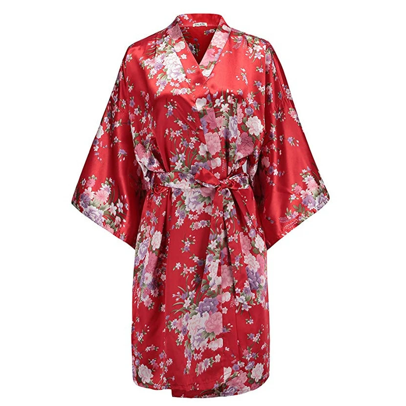 Халат женский атласный с V образным вырезом пикантный Удобный Мягкий банный