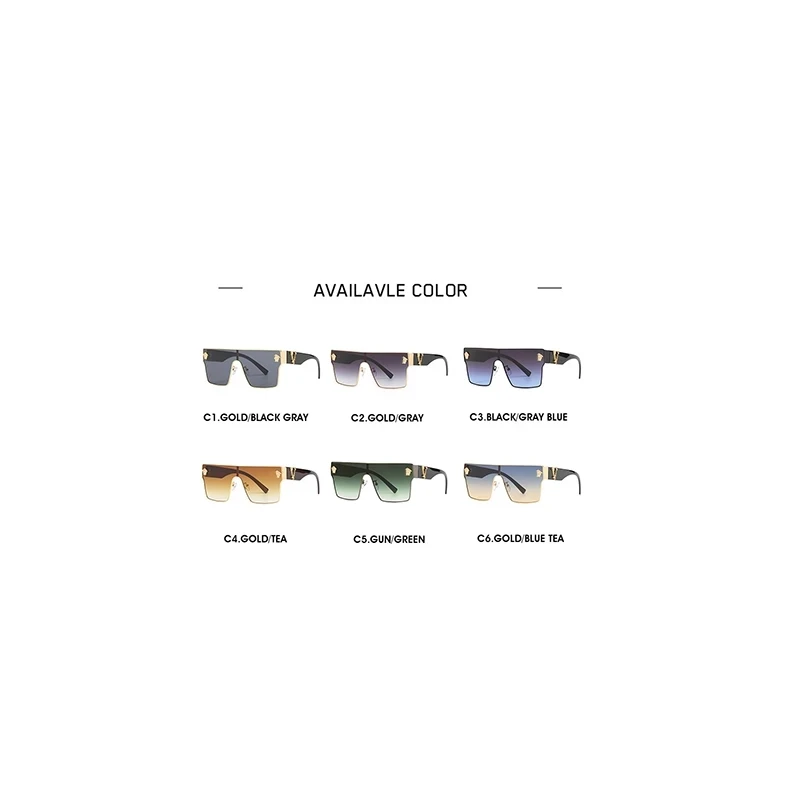 

Hot Luxury Brand Sunglass for Men Designer Conjoined square Gradient lens Brand Mental Sunglasses Glasses Fashion Glasses 10086