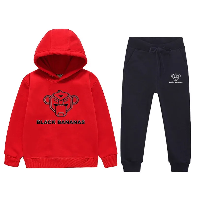 

Spring Autumn Boys Girls Hoodies Black Handsome Hooded Casual Bananas Girls Loose Fashion Sweatshirts 100cm-160cm Kids Suits