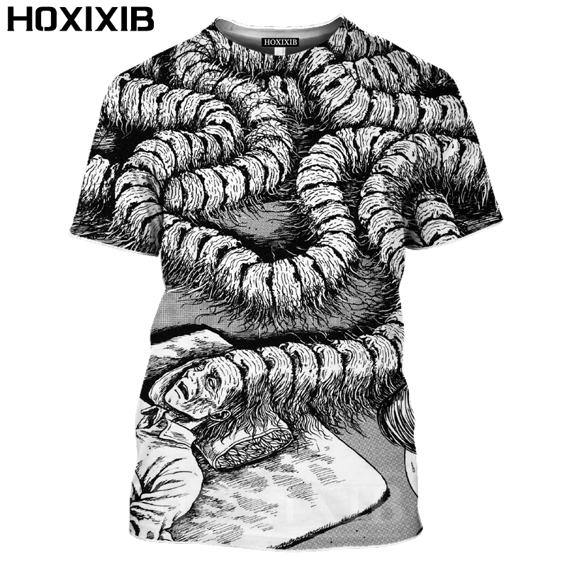Футболка HOXIXIB с 3D-принтом японский триллер мультяшный рисунок джундзи Ито