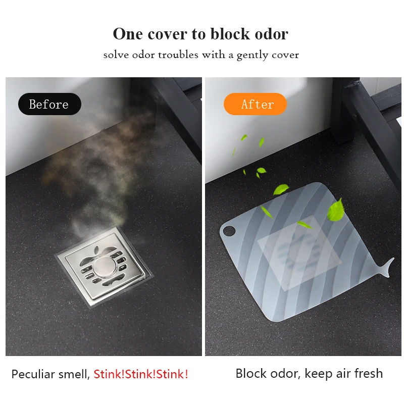 Silicone Floor Drain Cover Sewer Smell Removal Toilet Square Anti-Odor Sink Deodorization Pad Shower Bathroom Stopper | Обустройство