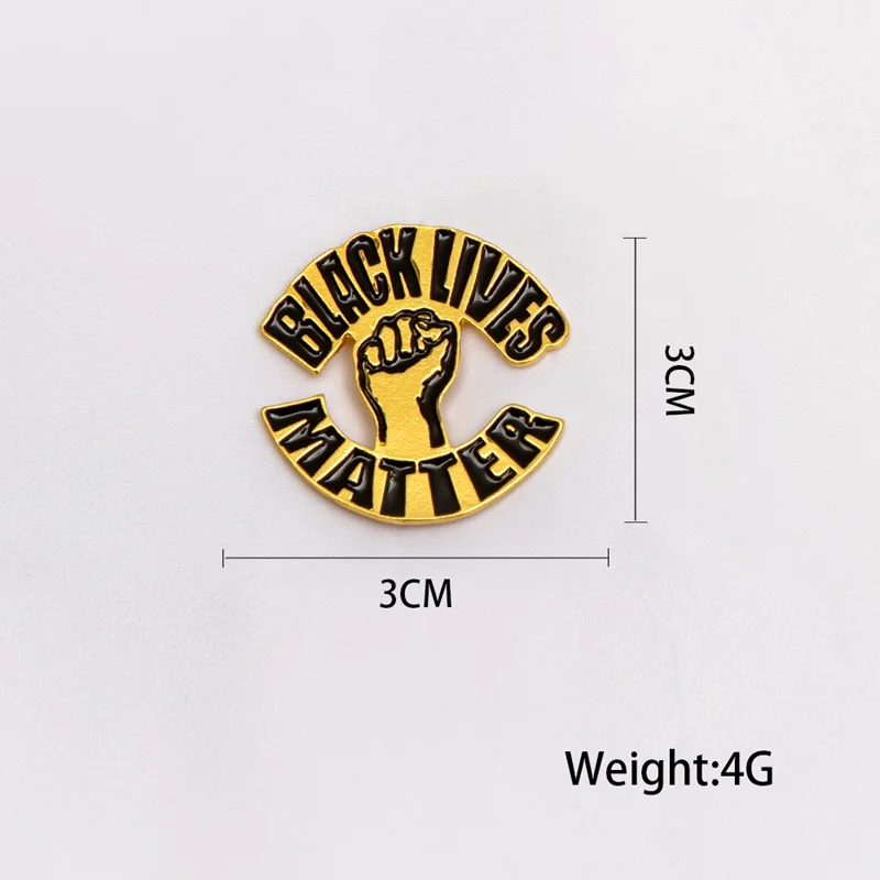 

African American Power Raised Fist Brooch Pin Black Lives Matter Letter Metal Badge USA Protest Jewelry Accessories