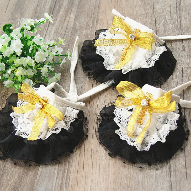 Регулируемый черный кружевной шейный платок для домашних животных шарф кошка