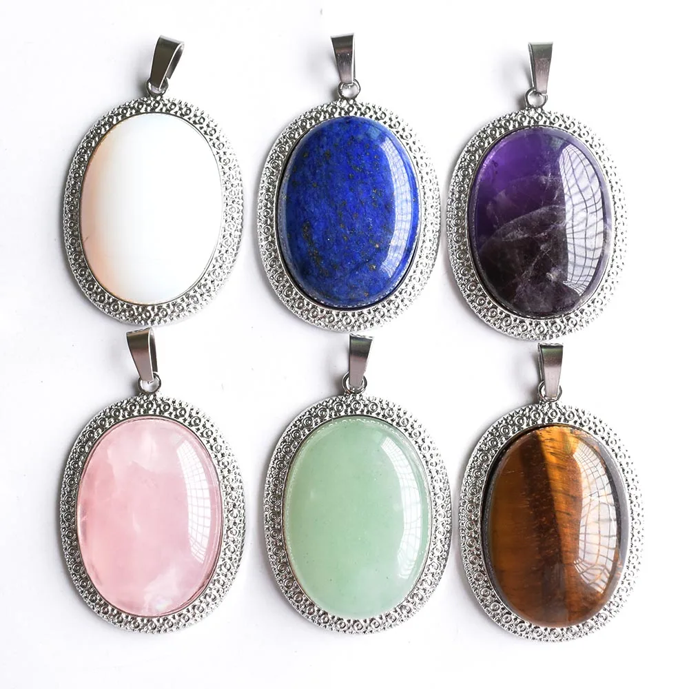 2020 модный натуральный тигровый глаз камень опал розовый кварц Овальный кулон