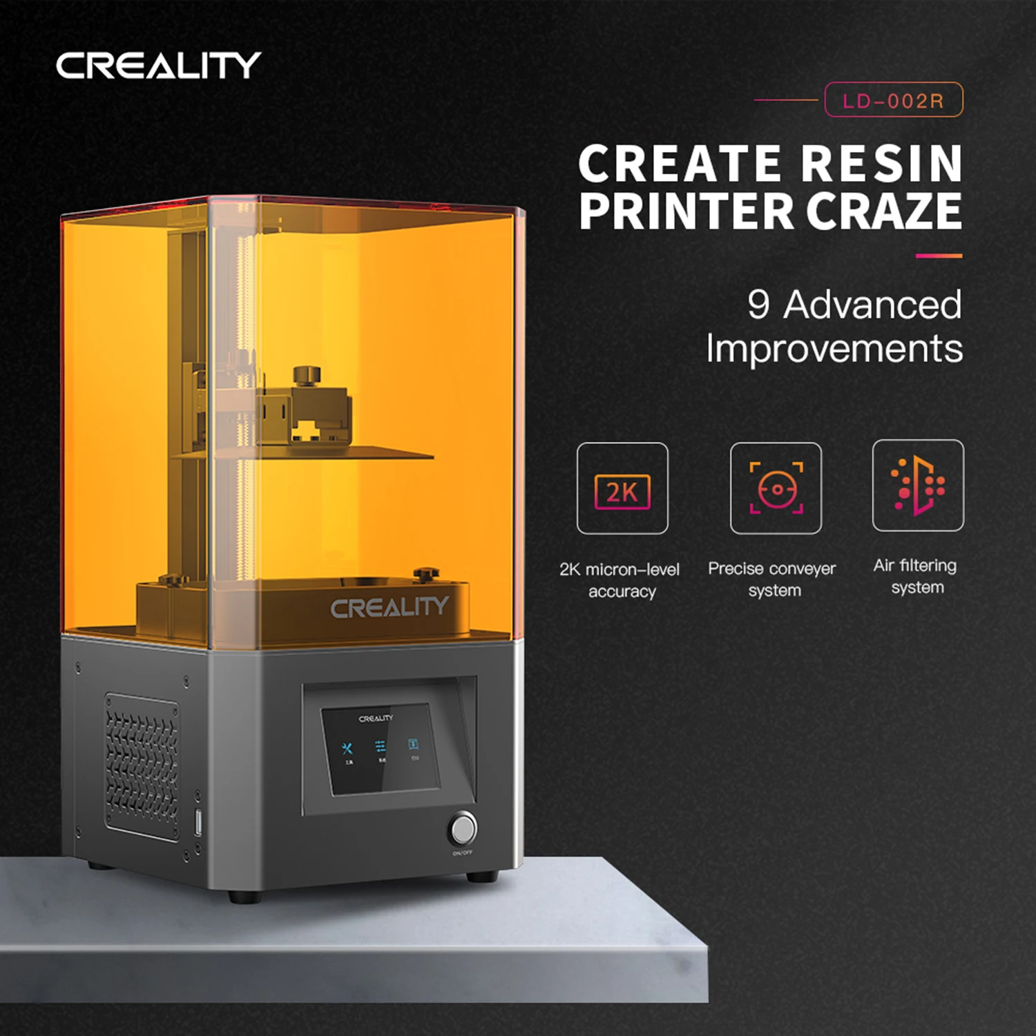 

Creality 3D 3D Printer LCD Photocuring LD-002R UV Resin 3.5 Inch Touchscreen 2K High Resolution LCD Print Air Filtration System