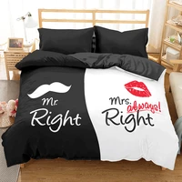 couple lover luxury bedding set 2 people double bed adult single queen king size duvet cover solid white black comforter cover